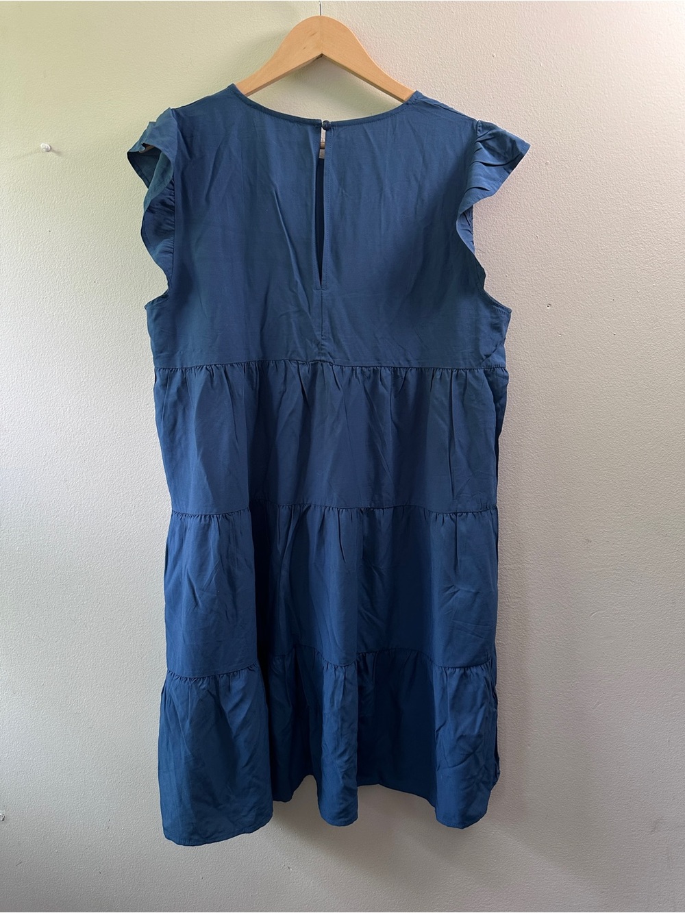 KIRUNDO Womens Blue Tiered Ruffle Sleeve Mini Babydoll Dress NWT Size L - Picture 2 of 7
